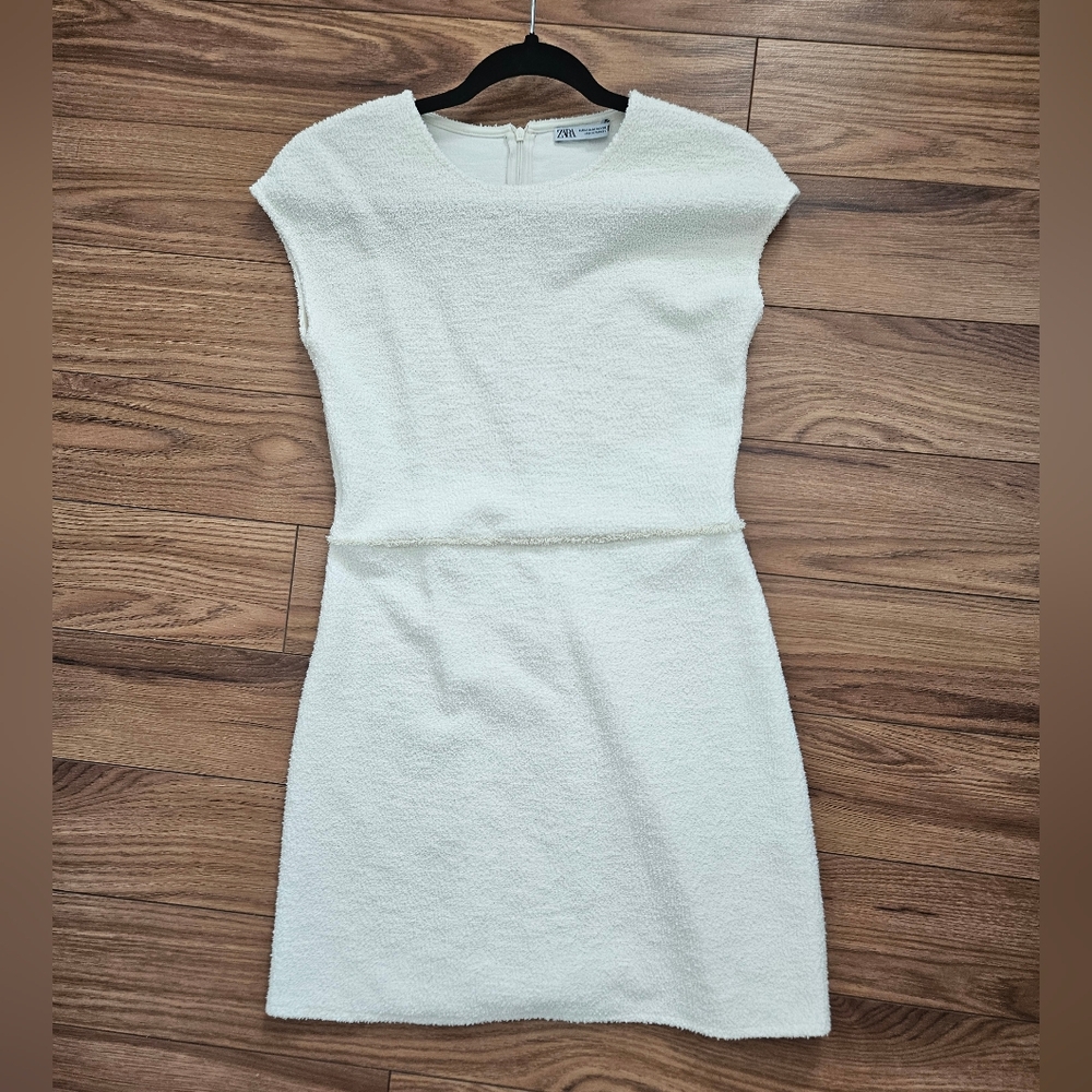 Zara Textured Cream Mini Dress